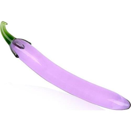 Eggplant Crystal Glass G-Spot Dildo Pleasure Wands Anal Penis Clitoral Stimulation Adult Masturbation Sex Products for Women
