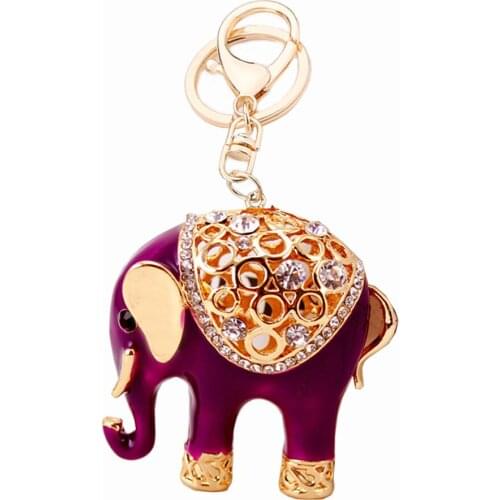 Zinc alloy Crystal Elephants Keychain Fashion Women Car Crystal Key Chains Men Keyring Key Holder Gift R120
