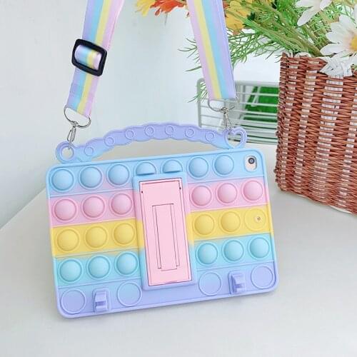 For iPad Pro 2020 2019 2018 Mini 5 4 3 2 1 iPad Air 4 3 2 1 10.5 10.9 10.2 Case Fidget Bubble Toys Silicone Rainbow Tablet Cover