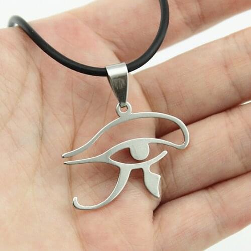 12 Pieces/Lot Women Men Choker Black Leather Necklaces Egyptian Horus Eye Necklace Silver Color Stainless Steel Chains Jewelry