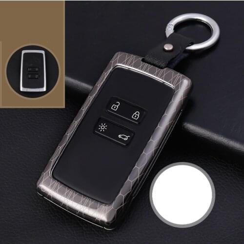 Zinc Alloy+Leather Keychain Car key cover case protector holder for Renault koleos Kadjar Keys With Key Rings