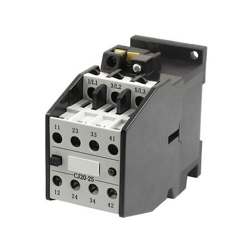 CJ20-25 Coil Voltage 24V 25A 3 Poles 2NO 2NC 35mm Mounting Rail AC Contactor