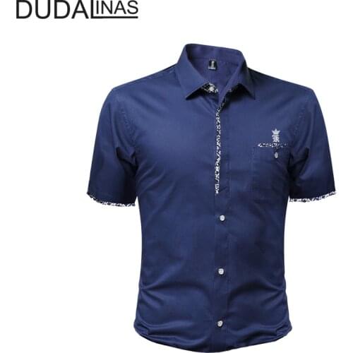Dudalinas Sergio K 2020 brand mens casual shirt short-sleeved cotton slim-fit formal shirt business wear