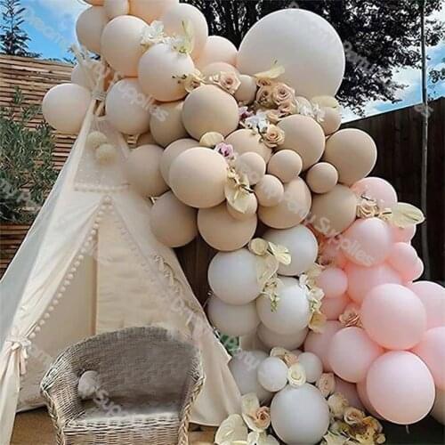 Doubled Cream Balloon Arch Kit 96pcs Apricot Pink Birthday Decoration Girl Kids Peach Arco De Globos Baby Shower Party Backdrop
