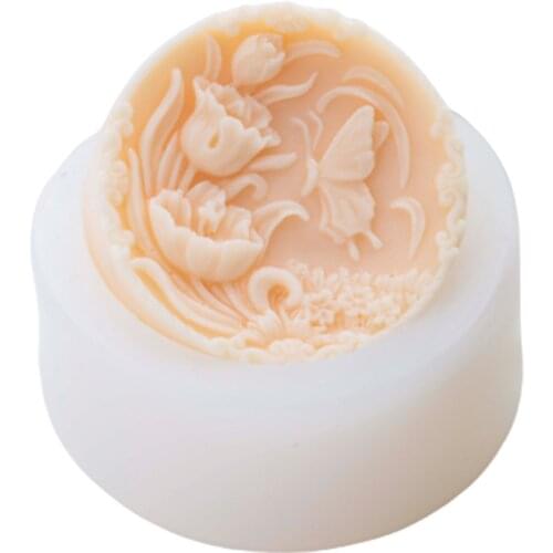 Tulip Butterfly Handmade Soap Mold Flower Round Silicone Soap Molds for Soap Making Candle Resin Crafts Cake Mousee Moulds Tools