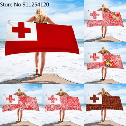 Hot-selling Beach Towel Tonga Flag With Tribal Printing Sports Towel Quick-drying Portable Shawl Swimming Camping Yoga Toallas