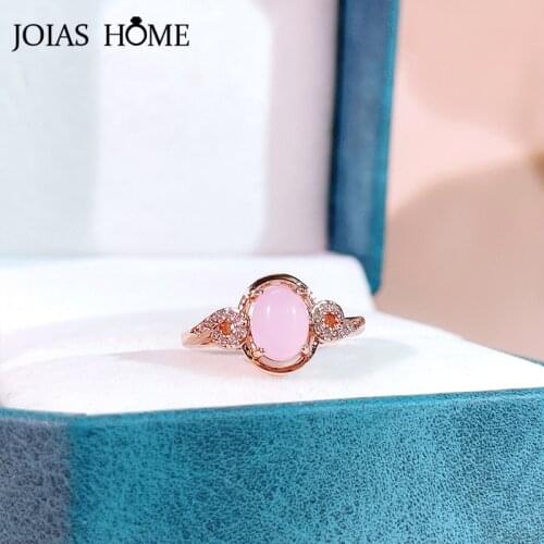 Joiashome Luxury 925 Sterling Silver Women Open Ring With Oval Shape Pink Gemstones Female Fine Jewelry Gift Wedding Engagement