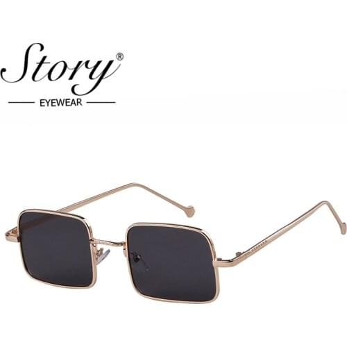 STORY retro alloy square sunglasses women men 2019 brand designer vintage small rectangle transparent ocean lens eyewear S6297