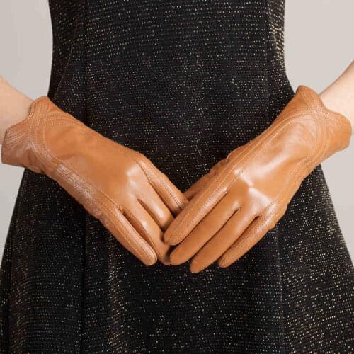 Hot Sale Women Leather Gloves Wrist Genuine Leather Gloves Sheepskin Gloves Fashion Leather Gloves KU-036