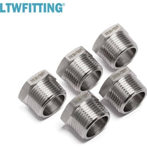 LTWFITTING Stainless Steel 316 Pipe Hex Bushing Reducer Fittings 1-Inch Male BSPT x 3/4-Inch Female BSPP