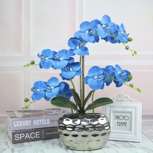 Phalaenopsis Metal Bonsai Simulation Flower Pot Wedding Hotel Living Room Decoration Home Accessories Fake Plants