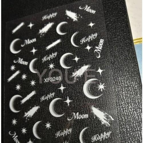 Fashion 3D Nail Art Sticker Decoration Shadow Moon Star Snow Nail Decal Manicure Design DIY Gradual Adhesive Sticker for Nails