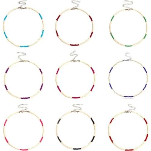 Fashion Beads Collars Choker Necklace For Women Cute One Piece Color Chain Collar One Piece Neck Hip Hop Bohemian Choker Jewelry