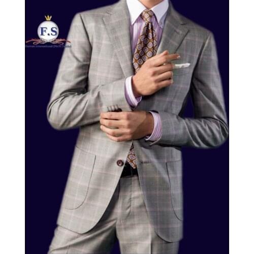 Fabric list for made to measure super 130s pure wool check 2pc formal occassion mens suits half canvassed