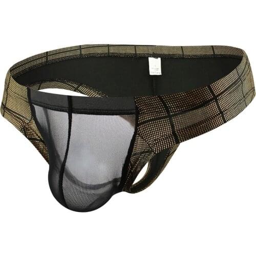 Mesh Pouch Jockstrap Mens Panties Shiny Patent Leather Briefs Underwear Sheer Thong Underpants Transparent G Strings Cueca A30