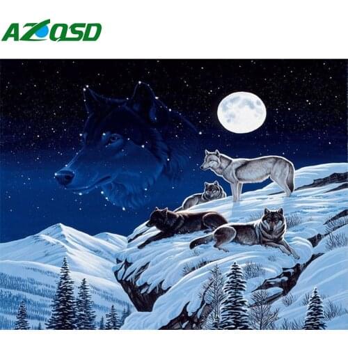 AZQSD DIY Painting By Numbers Wolf Drawing On Canvas Handpainted Gift Pictures By Numbers Animal Abstract Art Home Decoration