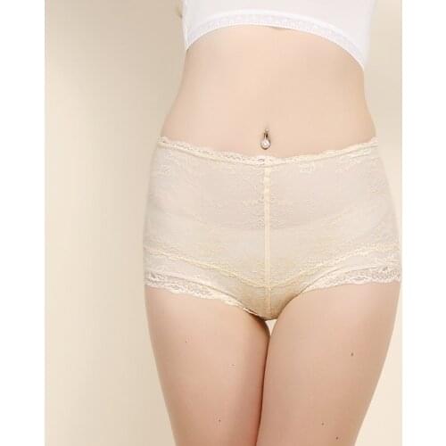New style silk knitting lace high waisted body shaping underpants silk hip lifting flat pants 100% Silk 2308