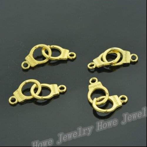 Wholesale 68 pcs Enamel Alloy Gold-color Jewelry Handcuffs Pendants charms for bracelet necklace DIY jewelry making JC-565