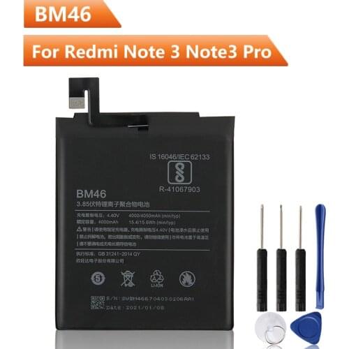 Xiao Mi Original BM46 Battery For Xiaomi Redmi Note 3 Hongmi Note3 Pro Redrice Note 3 Genuine Replacement Phone Battery 4050mAh