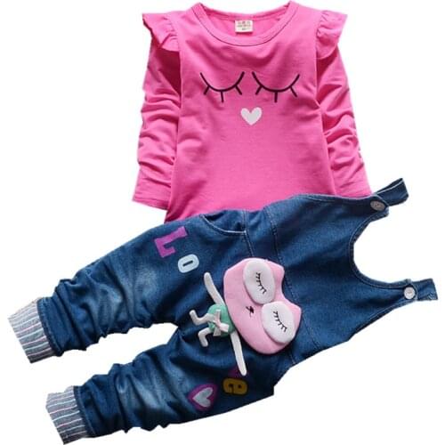 Autumn Newborn Girls clothes Sets Long sleeve T-shirt+ jeans 2Pcs for Kids Clothing Sets Baby Clothes Outfits Toddler clothing