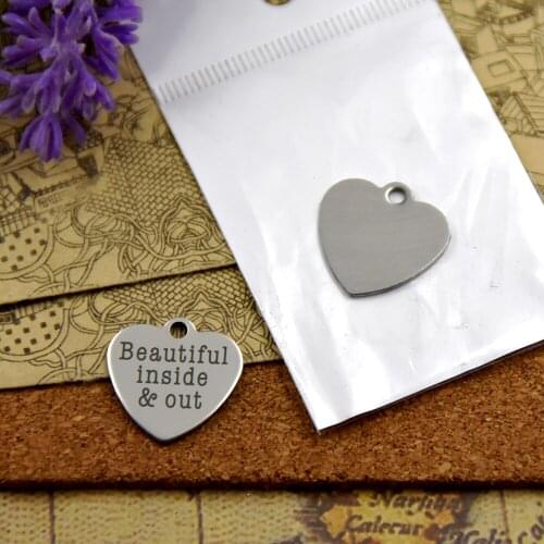 20pcs--stainless steel charms"Beautiful inside & out"5 style for choosing DIY Charms pendants