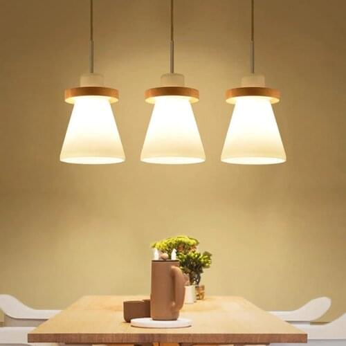 Nordic Pendant Lights E27 Indoor Kitchen Island Living Room Office Decoration Modern Lamp Natural Wood Hanging Light Fixture