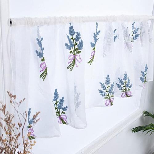 New Short Curtain Bouquet Translucent Embroidered Curtains Porch Desk Cover Garden Sshade Kitchen Curtains For Wedding Deocr