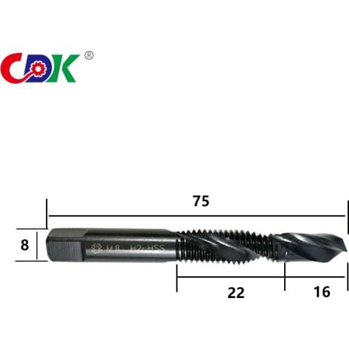 One pcs M8 Hand Tap Drill Bits Metalworking Square Shank Machine Taps HSS Screw Spiral Point Thread Power Tools