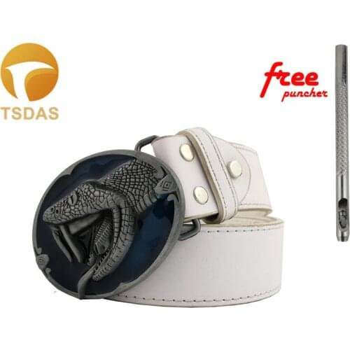 Blue Fashion Cobra Belt Buckle with Enamel Pewter Finish Removable Belt Buckle Suitable for 4cm Width Belt