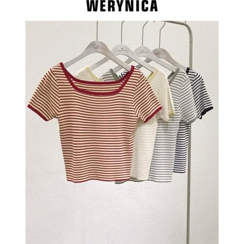 Женские полосатые футболки WERYNICA China At AliExpress