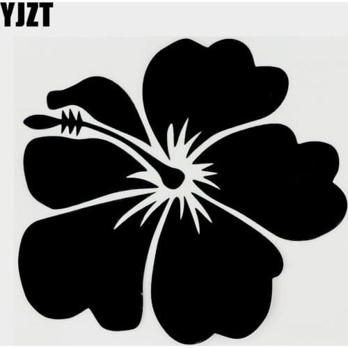 YJZT 13.3CM×12.3CM Hibiscus Flowers Fashion Vinyl Car Sticker Decal Black/Silver 18B-0139