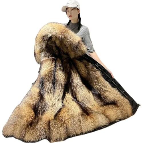 Womens Winter Jacket Hooded X-Long Thick Warm Cotton Padded Parkas Woman Wool Liner Distachable Plus Size Jackets Coat