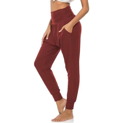 Womens Fashion Loose Sweatpants With Pocket Casual Stretch Leggings Solid Dance Pants