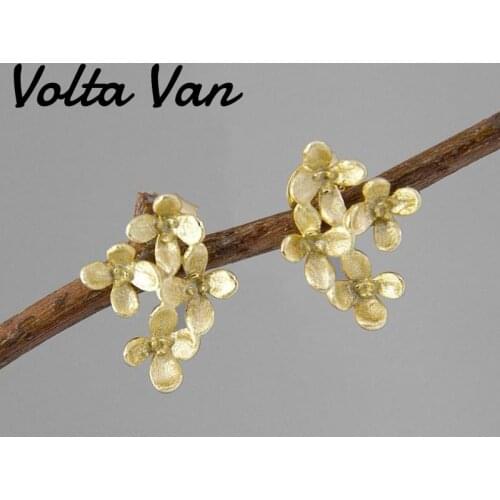Volta Van 2021 New Stud Earrings 925 Sterling Silver Stud Earrings Osmanthus Chinese Style Elegant Nature Women Silver Earrings
