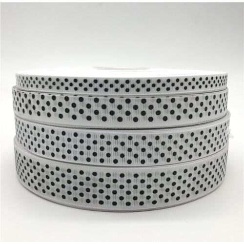 10mm 15mm 20mm 25mm Grosgrain Ribbon White Printing Polka Dot Hair Bow Party Christmas Wedding Decoration DIY Gift Wrapping