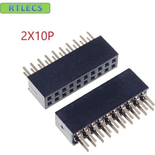 100pcs 2x10 P 20 pin 1.27mm Pitch Pin Header Female dual row straight through hole DIP Rohs Lead free