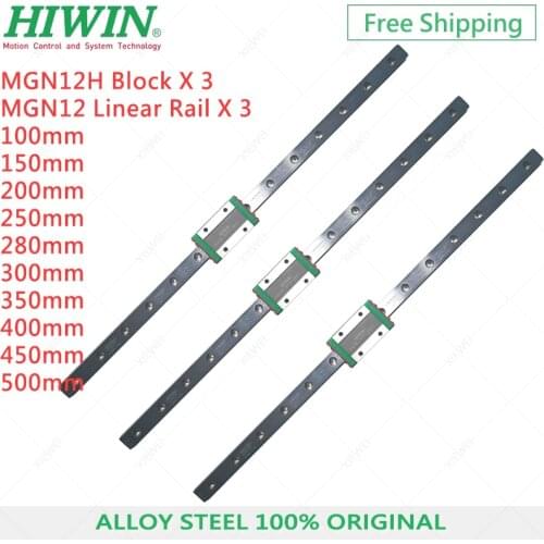 3pcs Original Hiwin mgn12 300mm 350mm 400mm linear rail + 3pcs MGN12H carriage slider block for 3d printer