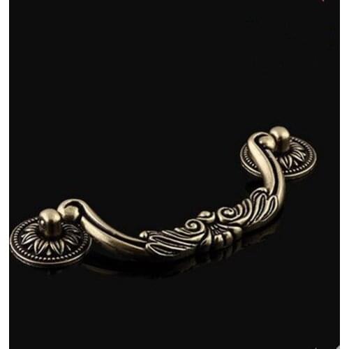5" Vintage Drop Rings Furniture handle Bronze Drawer Dresser Pull Knob 128mm Antique Brass Cupboard Tv Table Handles Pulls Knob