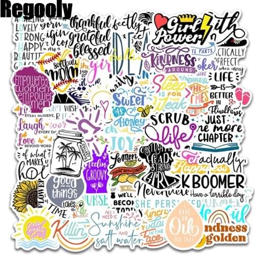 50pcs Motivational letters Children Scrapbooking Stickers Waterproof PVC Skateboard Guitar Suitcase Funny Graffiti Sticker Kids