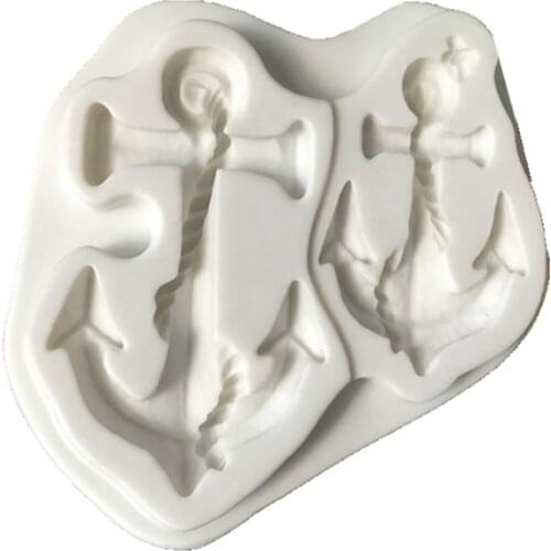 896A Fondant Cake Cup Cake Decoration Polymer Clay Moulds Anchors Shape Silicone