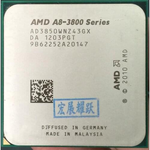 AMD A8-Series A8-3850 - AD3850WNZ43GX A8 3850 Quad-Core CPU 100% working properly Desktop Processor