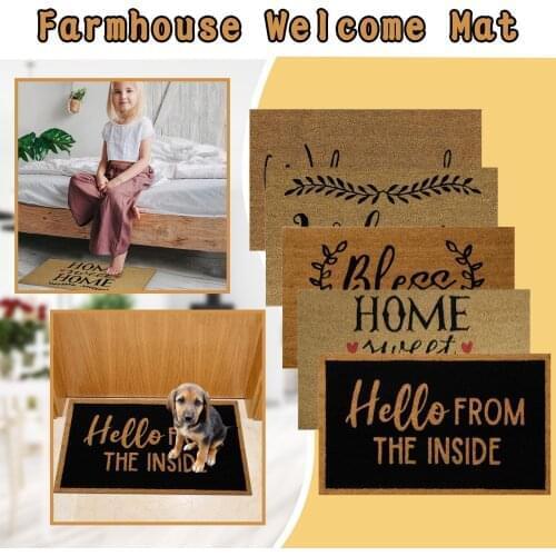 With Sayings Farm-house Coir Welcome Mat For The Front Door Decor Carpet Indoor outdoor bathroom kitchen carpet