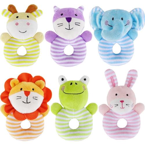 Baby Plush Toys Soft Pink Elephant Stackable Baby Rattle Toys For Children 0 12 24 Months Cotton Rings Educational Juguetes