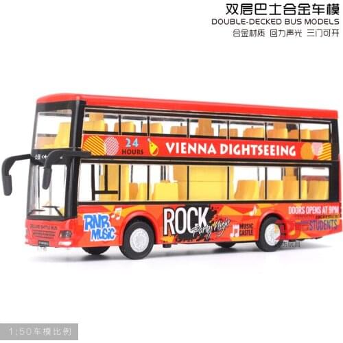 Double Deck Bus Model Alloy Simulation Car Model Return Force Car Sound And Light Boys Birthday Christmas Gift Red