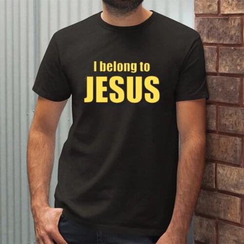 I Belong To Jesus Letter Printed Man Tshirt Christ Catholic Religion Faith T-shirt for Male Easter Pray Tops Summer Loose Tees