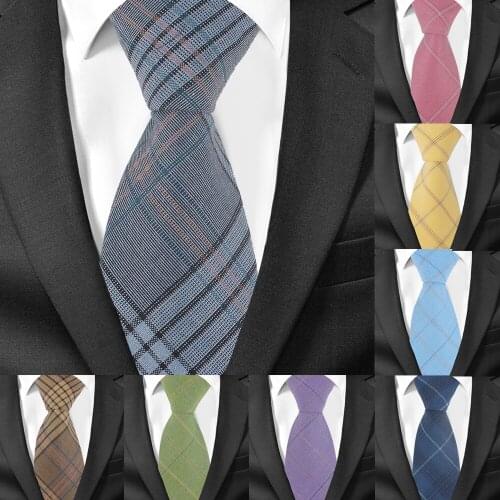 Fashion Plaid Neck Tie For Men Skinny Men Tie For Wedding Business 7.5 cm Width Check Neckties Classic Suits Slim Neck Ties