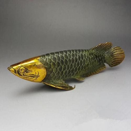 Collection of exquisite Chinese bronze gilt old handicrafts auspicious home decoration crafts fish sculpture free delivery