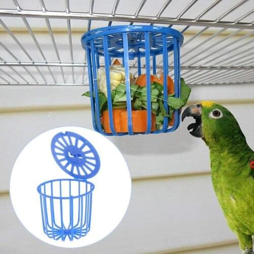 Bird Parrot Feeder Cage Fruit Vegetable Holder Cage Accessories Hanging Basket Container Toys Pet Bird Supplies