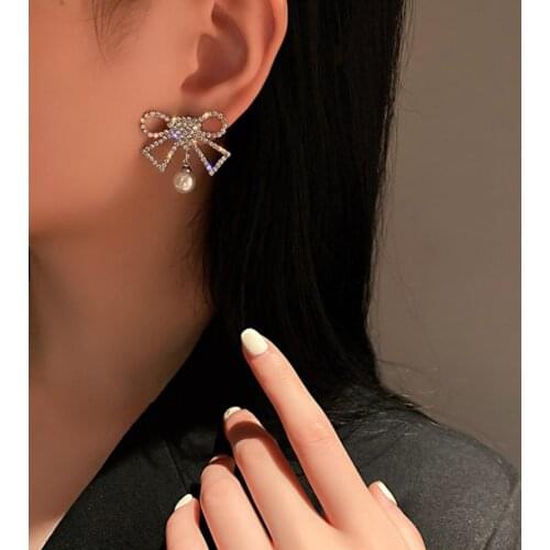 Summer new personality creative bow pendant earrings luxury fashion casual party banquet earrings for women holiday gifts