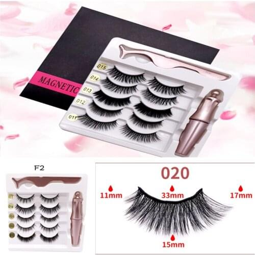 Mix 5 Pairs Magnetic Eyelashes Eyeliner 5 Magnet Natural Short Magnetic False Lashes Set Magnetic Eyeliner Tweezer Makeup Tool